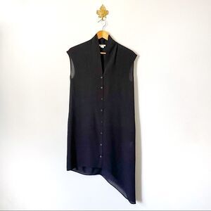 Helmut Lang Black sleeveless button down tunic blouse preowned size Petite